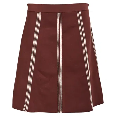 Sandro A-line Striped Mini Skirt In Burgundy Viscose In Red