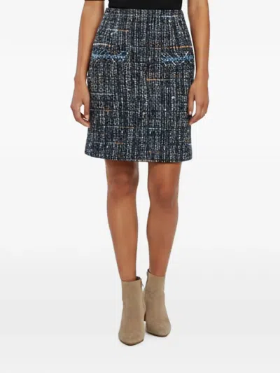 Pre-owned Sandro A-line Tweed Mini Skirt In Blue