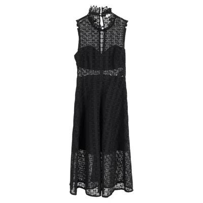 Sandro Alisa Crocheted Midi Dress In Black Polyester