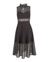 Sandro Alisa Crocheted Midi Dress In Black Polyester In Black
