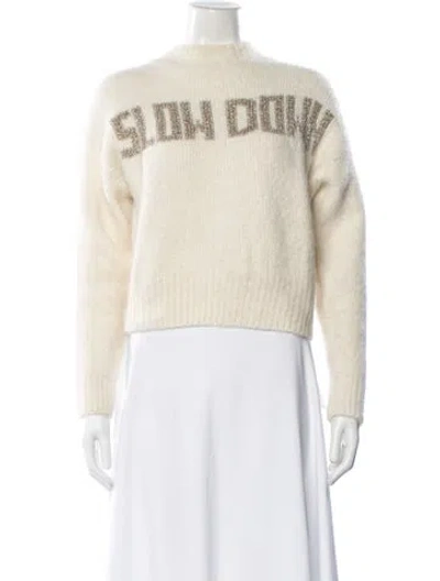 Pre-owned Sandro Alpaca Graphic Print Sweater In Gray