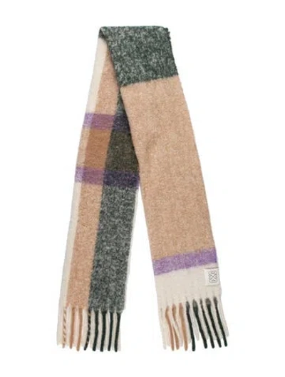 Pre-owned Sandro Alpaca Plaid Print Scarf In Neutrals