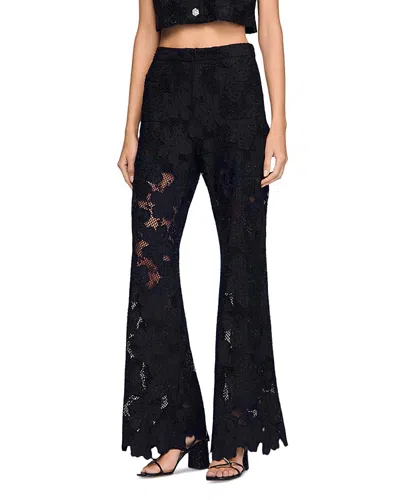 Sandro Amani Guipure Lace Trousers In Black