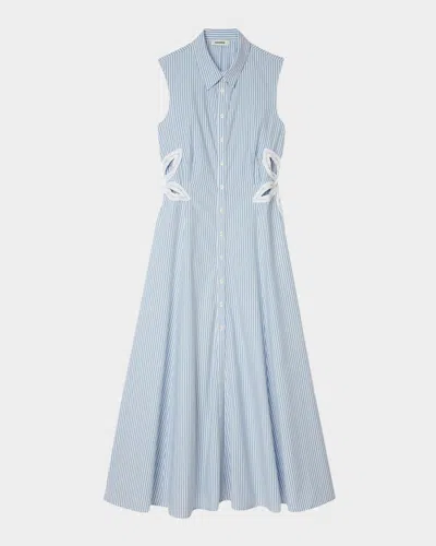 SANDRO AMARANTE FLORAL CUTOUT MIDI SHIRTDRESS