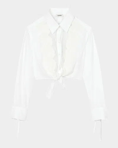 Sandro Andrea Embroidered Tie-hem Shirt