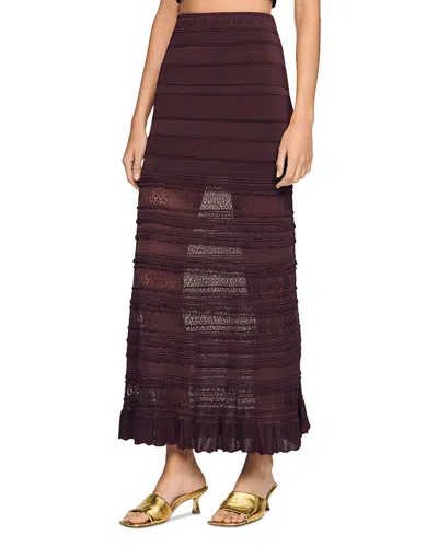 Sandro Andriane Pointelle Knit Maxi Skirt In Brown