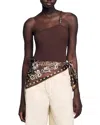 Sandro Asymmetric Leotard With Bead Detail In Brown