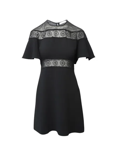 Pre-owned Sandro Angie Embroidered Lace Dress In Black