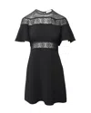 Sandro Angie Embroidered Lace Mini Dress In Black Polyester In Black