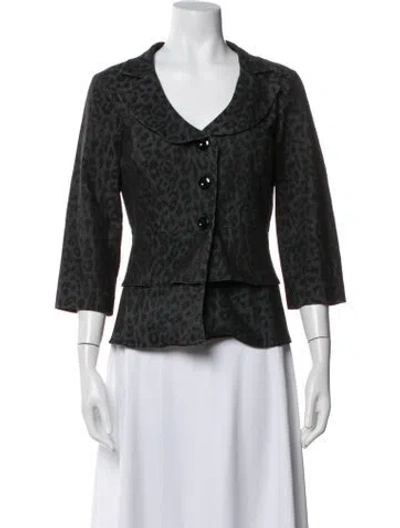 Pre-owned Sandro Animal Print Blazer In Black