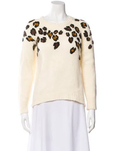 Pre-owned Sandro Animal Print Crew Neck Sweater In Neutral