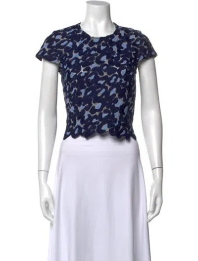 Pre-owned Sandro Animal Print Crew Neck Top In Blue