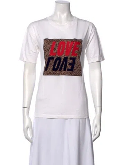 Pre-owned Sandro Animal Print Crew Neck T-shirt In White