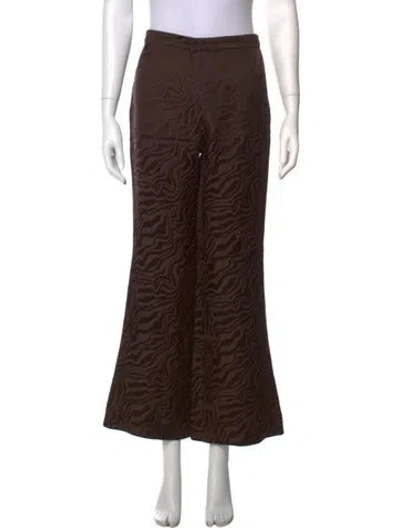 Pre-owned Sandro Animal Print Flared Pants In Brown