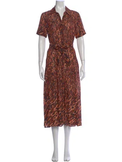 Pre-owned Sandro Animal Print Long Dress In Orange