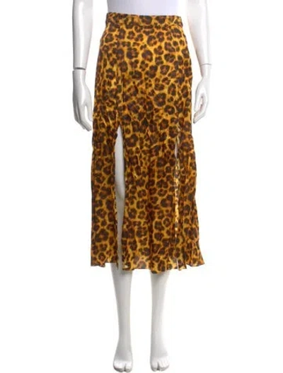 Pre-owned Sandro Animal Print Midi Length Skirt W/ Tags In Yellow