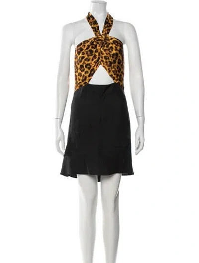 Pre-owned Sandro Animal Print Mini Dress In Black