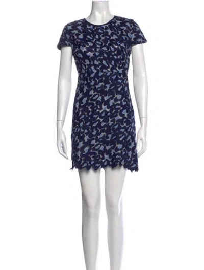 Pre-owned Sandro Animal Print Mini Dress In Blue