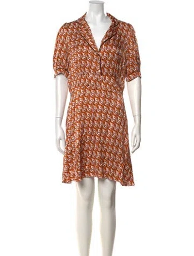 Pre-owned Sandro Animal Print Mini Dress In Orange