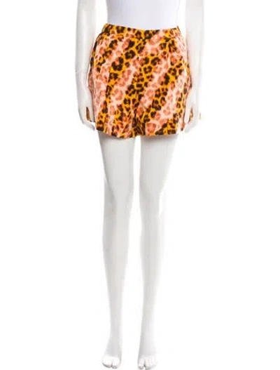 Pre-owned Sandro Animal Print Mini Shorts In Yellow