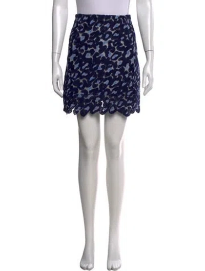 Pre-owned Sandro Animal Print Mini Skirt In Blue