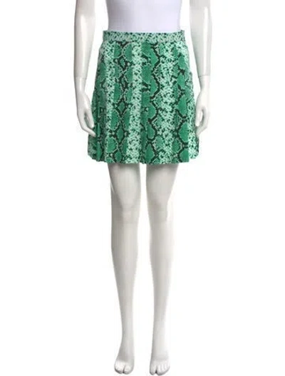 Pre-owned Sandro Animal Print Mini Skirt In Green
