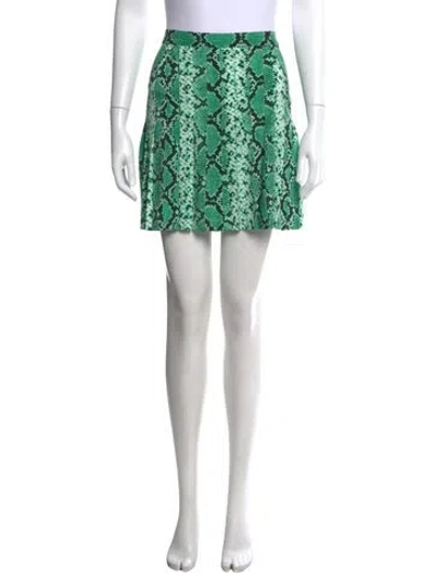 Pre-owned Sandro Animal Print Mini Skirt In Green