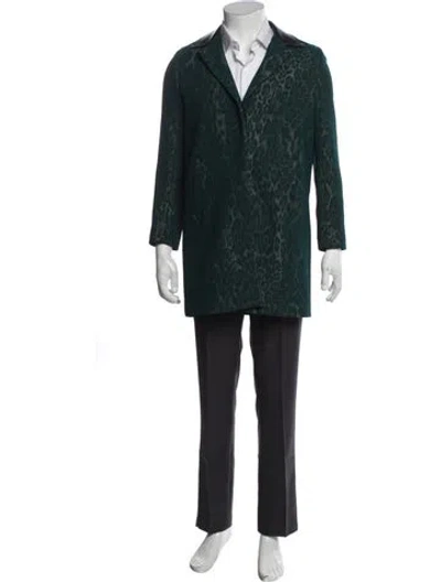 Pre-owned Sandro Animal Print Overcoat In Green