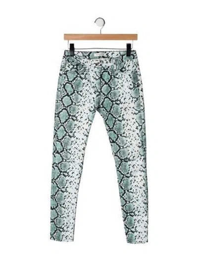 Pre-owned Sandro Animal Print Skinny Leg Pants In Green