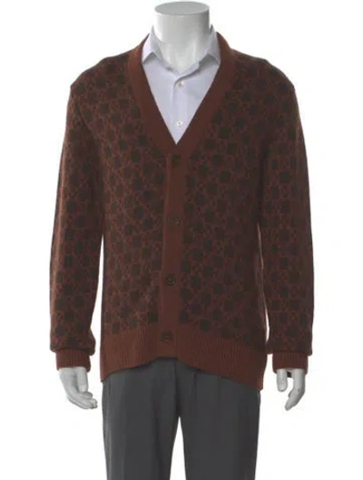 Pre-owned Sandro Animal Print V-neck Cardigan W/ Tags In Brown