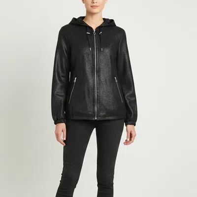 Pre-owned Sandro Anthracite Lambskin Leather Jacket M In Black