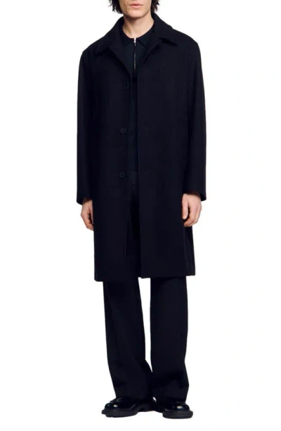 Sandro Apollo Wool Blend Coat In Black