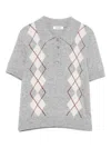 Sandro Argyle-pattern Polo Top In Gray