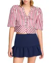 Sandro Arlequin Striped Blouse In Burgundy