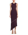 Sandro Swann Fringed And Beaded Knit Midi Dress In Brown