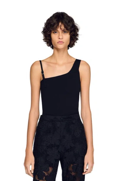 Sandro Miami Asymmetric Knit Sweater In Blue