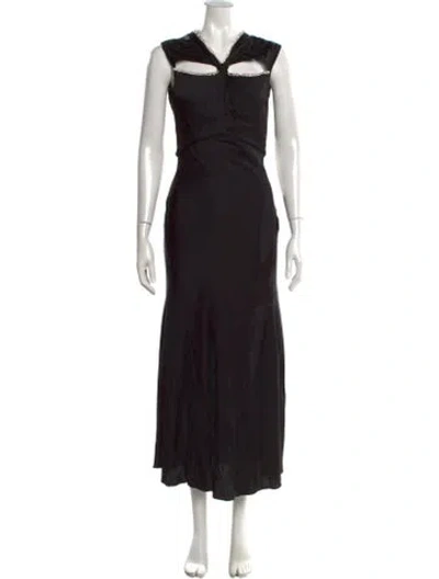 Pre-owned Sandro Asymmetrical Long Dress In Black