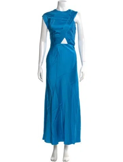 Pre-owned Sandro Asymmetrical Long Dress W/ Tags In Blue