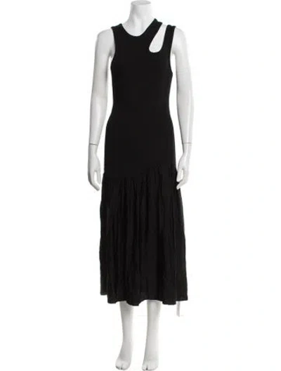 Pre-owned Sandro Asymmetrical Midi Length Dress In Black