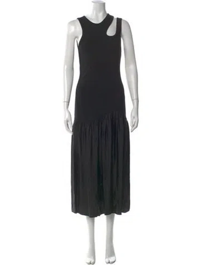 Pre-owned Sandro Asymmetrical Midi Length Dress W/ Tags In Black