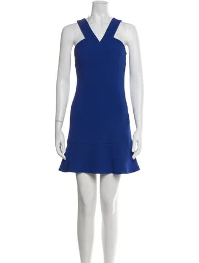 Pre-owned Sandro Asymmetrical Mini Dress In Blue