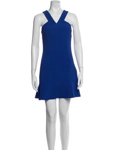 Pre-owned Sandro Asymmetrical Mini Dress In Blue