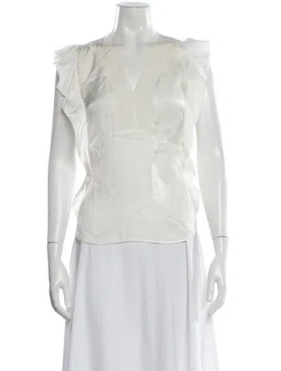 Pre-owned Sandro Asymmetrical Sleeveless Blouse In White