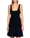 Sandro Womens Black Rhinestone-embellished Sleeveless Knitted Mini Dress In Black