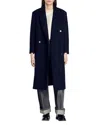 Sandro Automne Oversized Coat In Navy Blue