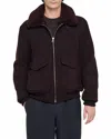Sandro Mens Chocolate Shearling-collar Wool-blend Aviator Jacket In Brown