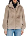 Sandro Babel Faux Fur Jacket In Grey