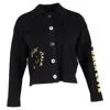Sandro Backy Embroidered Graphic-print Knitted Jacket In Black Viscose In Black