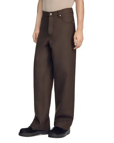 Sandro Baggy Five Pocket Trousers In Brown