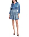 Sandro Woman Mini Dress Azure Size 10 Viscose In Multi